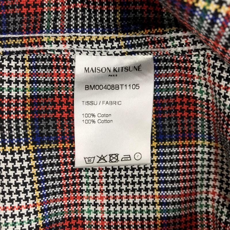MAISON KITSUNE(メゾンキツネ) 長袖シャツブラウス サイズ41 レディース美品  - レッド×ネイビー×マルチ チェック柄 MAISON KITSUNE' - MAISON KITSUNE(メゾンキツネ) 長袖シャツブラウス