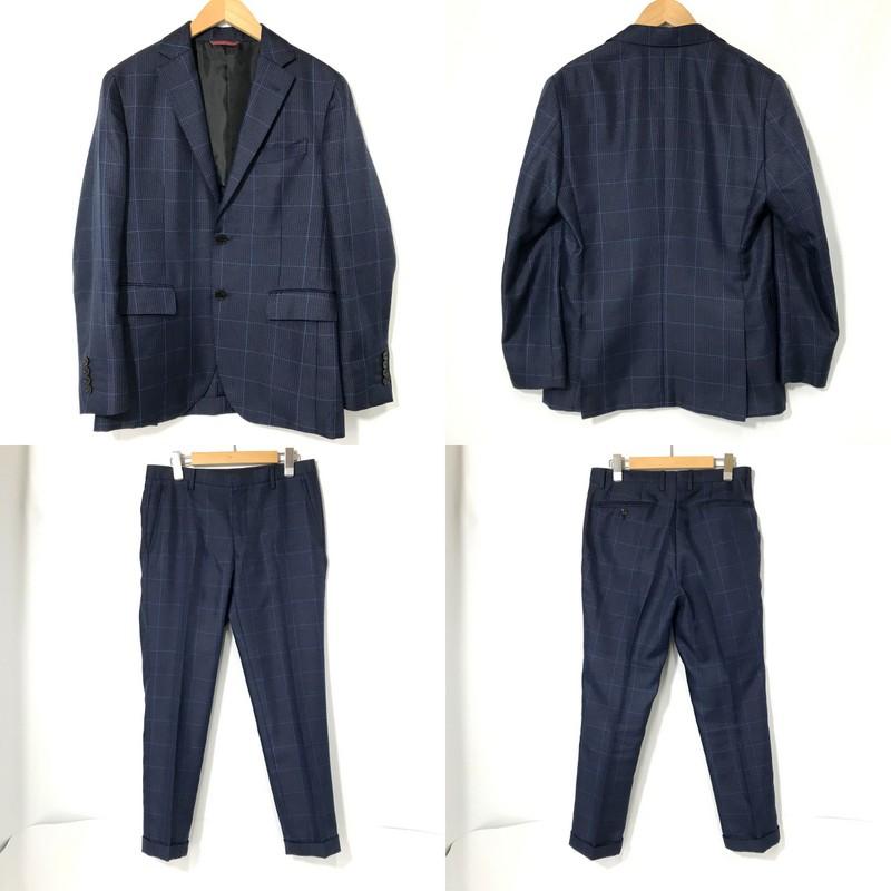 新品BLACK LABEL ネイビー 薄手カジュアルスーツ&千鳥格子パンツセット 