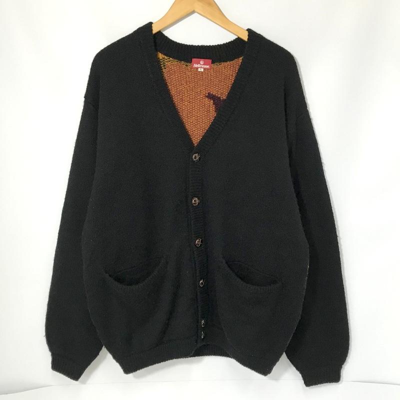 Hellrazor ニットカーディガン モヘア混カーディガン バック総柄