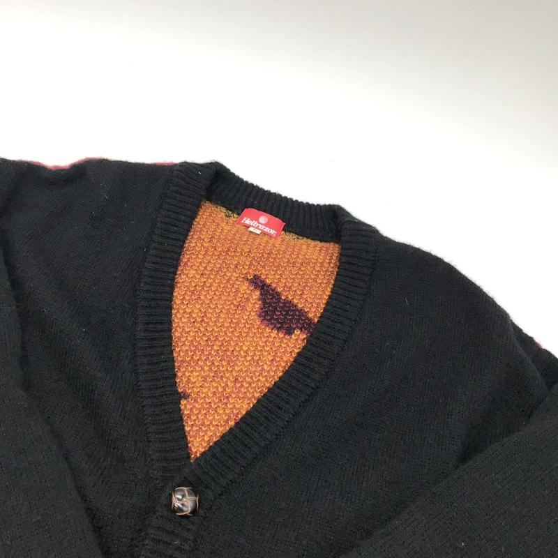 Hellrazor ニットカーディガン モヘア混カーディガン バック総柄