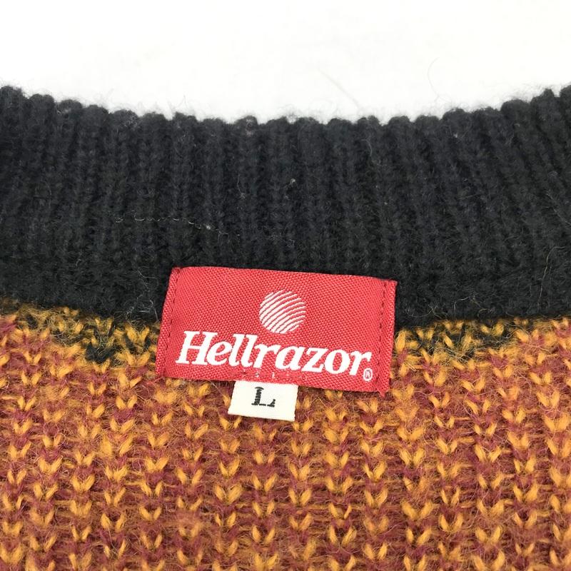 Hellrazor ニットカーディガン モヘア混カーディガン バック総柄