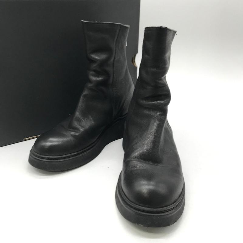 Portaille バックジップブーツ フロントドレープ レザーブーツ PQ01F