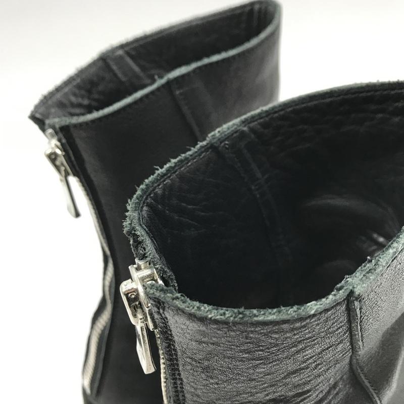 Portaille バックジップブーツ フロントドレープ レザーブーツ