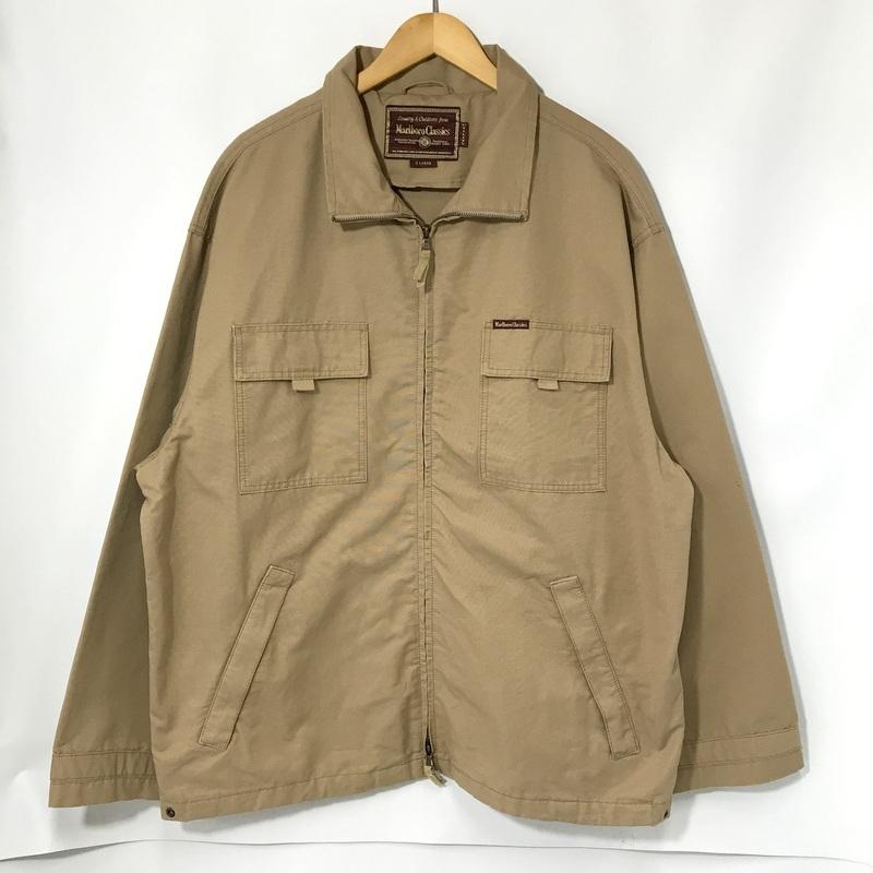 Marlboro トラッカージャケット XL 襟レザー ベージュ 裏地付き 90年代 Marlboro Classics マルボロ コットントラッカージャケット