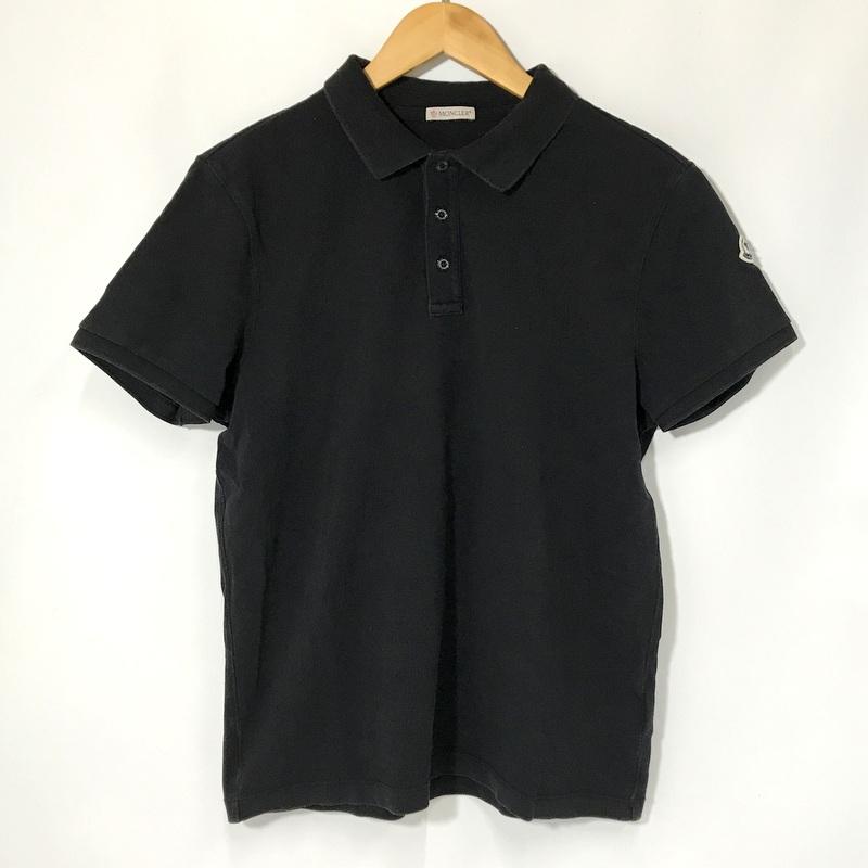 【美品】MONCLER ブラック ポロシャツ MONCLER（モンクレール） ポロシャツ C-SCOM-20-45741 半袖 襟ロゴ TEE