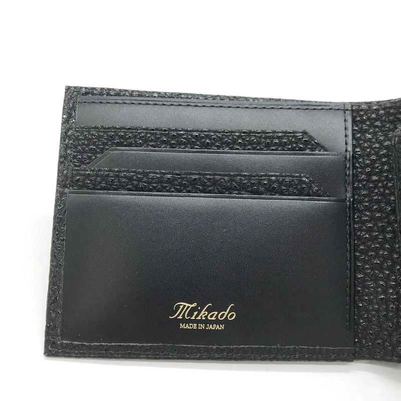 Mikado（ミカド） 黒桟革 二つ折り財布 美品 コンパクト ウォレット
