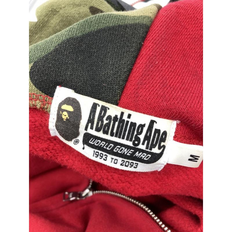 古着 ベイシングエイプ シャークパーカー サイドジップ Mサイズ BAPE 赤 古着 ベイシングエイプ シャークパーカー サイドジップ Mサイズ