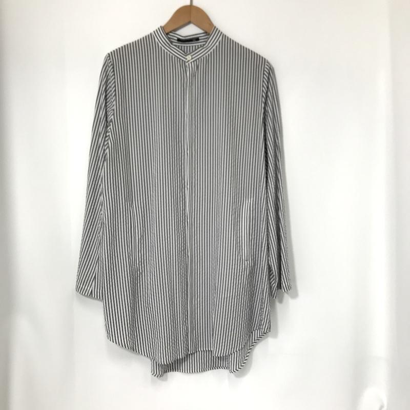 bajra（バジュラ） ロングシャツ 長袖 ストライプ スタンドカラー 