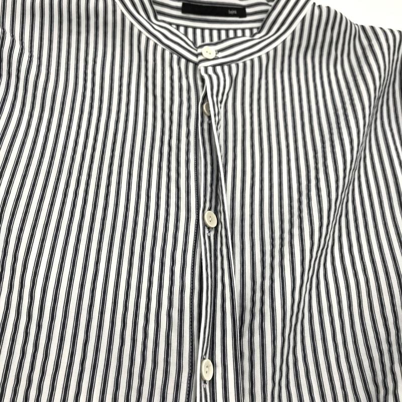 bajra（バジュラ） ロングシャツ 長袖 ストライプ スタンドカラー 