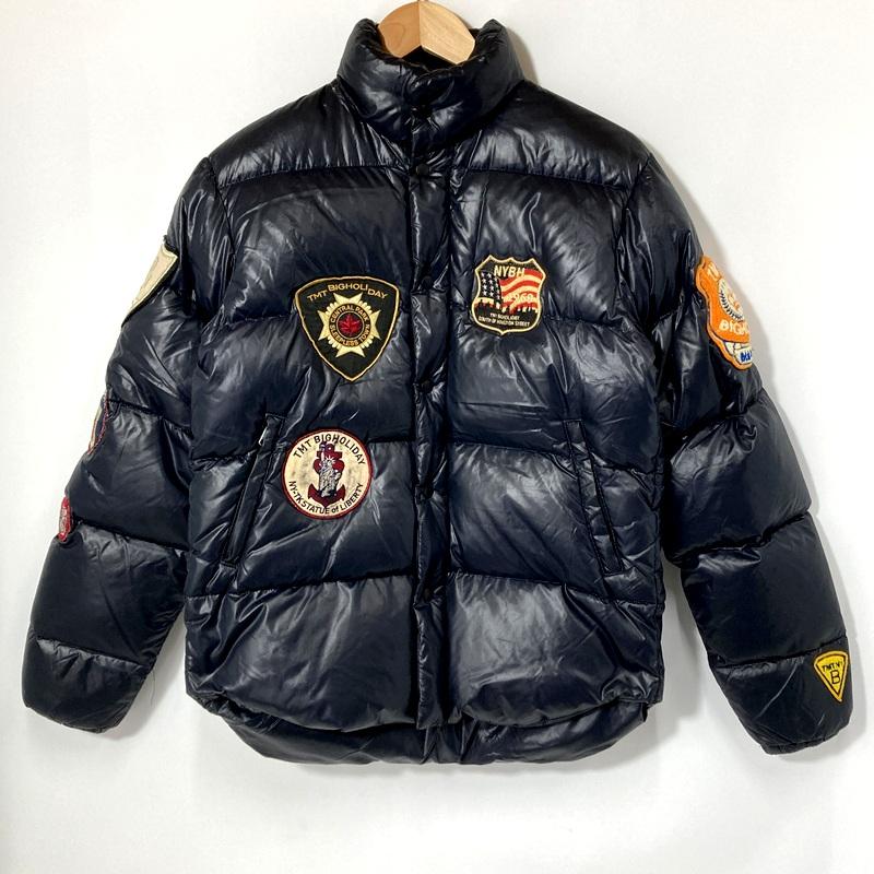 【美品】ジョット ダウンジャケット フード ワッペン ネイビー M相当 TMT ティーエムティー ダウンジャケット ワッペン付き メンズ Sサイズ