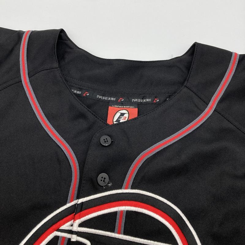 Reebok リーボック アレン・アイバーソン ベースボールシャツ 美品 ゲームシャツ スポーツウェア NBA 半袖 メンズ  ブラック トップス A16219◆の画像