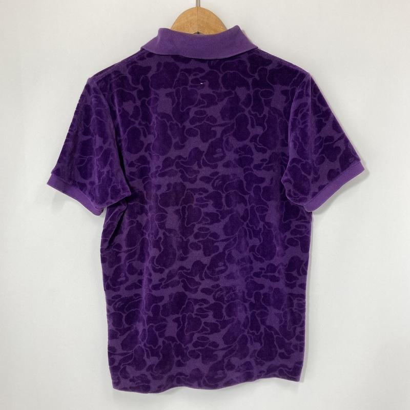 A BATHING APE ア ベイシング エイプ BAPE ベイプカモベロアポロシャツ メンズ Sサイズ パープル トップス A16190◆の画像