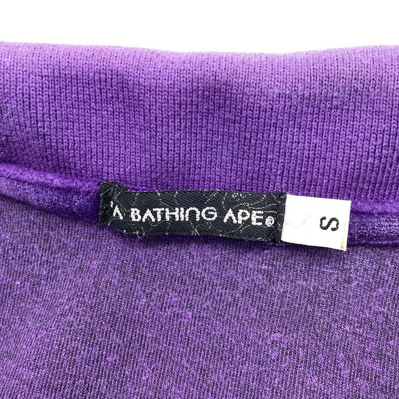 A BATHING APE ア ベイシング エイプ BAPE ベイプカモベロアポロシャツ メンズ Sサイズ パープル トップス A16190◆の画像