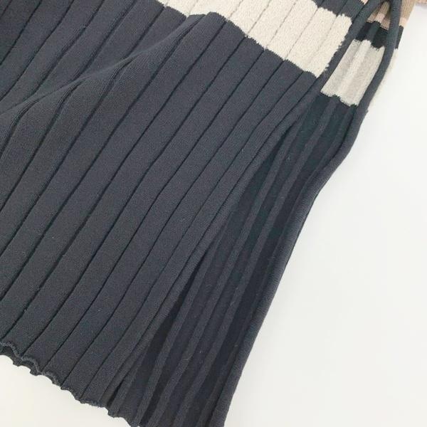 ✨美品✨ハーリップトゥ　ノースリーブボーダーリブニットロングワンピース Herlipto ハーリップトゥ ニット ワンピース ボーダー Cotton Striped