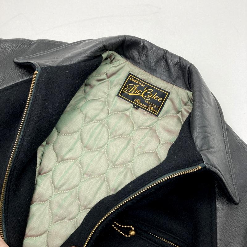 CALEE（キャリー） レザー切替スポーツジャケット スタジャン 革ジャン