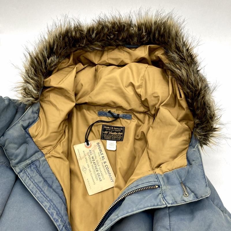 RRL ダブルアールエル Arden フェイクファートリムキルテッドジャケット 782911156001 美品 メンズ XLサイズ ブルー アウター A15770◆の画像