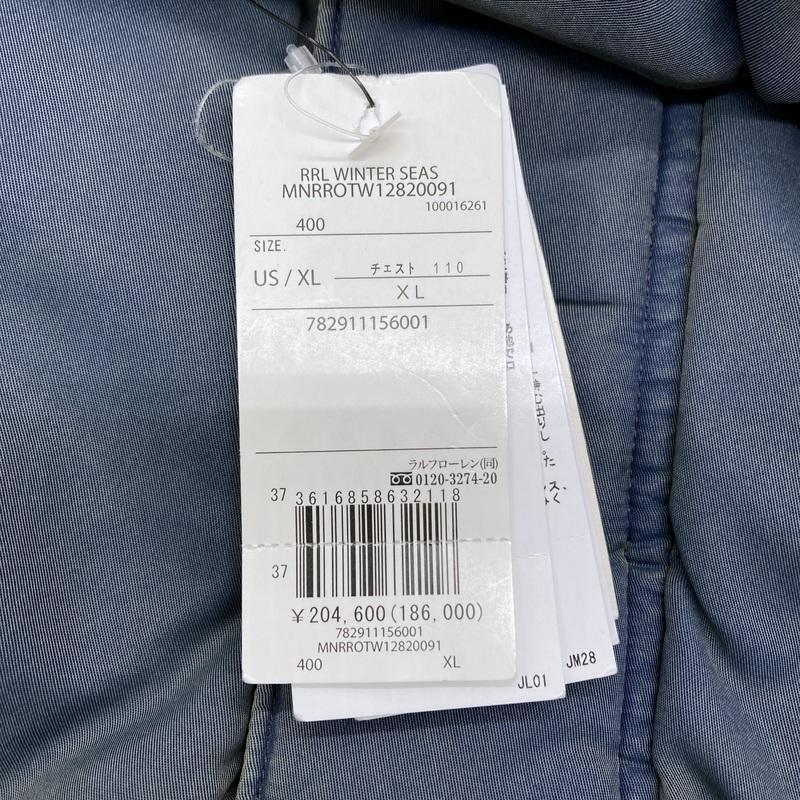 RRL ダブルアールエル Arden フェイクファートリムキルテッドジャケット 782911156001 美品 メンズ XLサイズ ブルー アウター A15770◆の画像