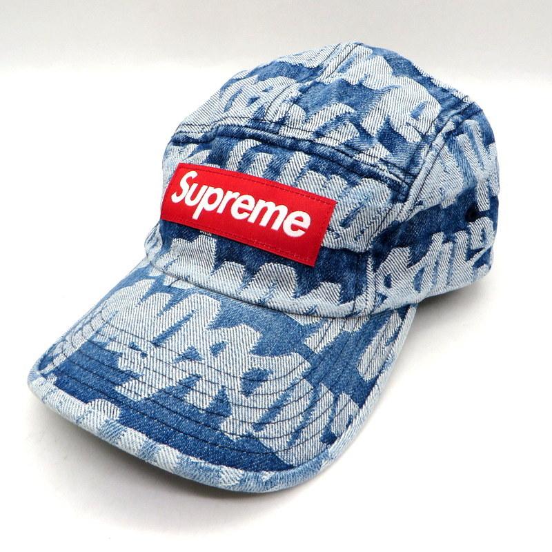 Supreme logo jacquard シュプ denim camp cap