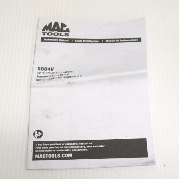 MACTOOLS 4V コードレススクリュードライバーセット SBD4V MACTOOLS 4V コードレススクリュードライバーセット SBD4V