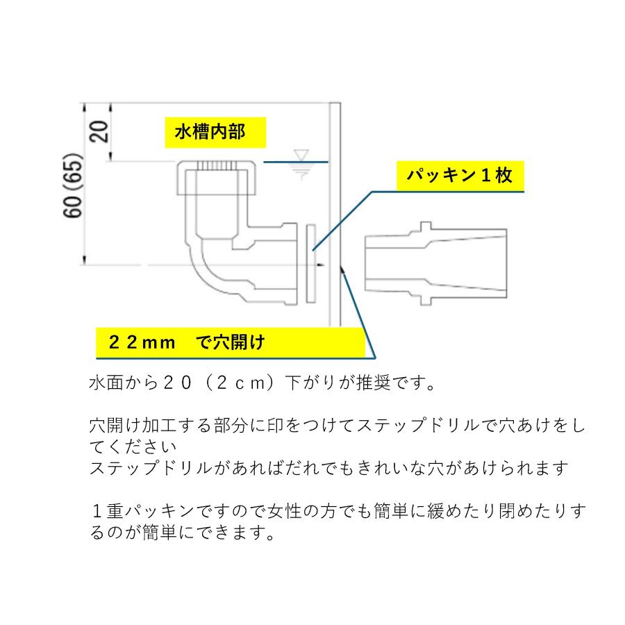 メダカ水槽用オーバーフロー組み立セットオリジナルメッキキャップ付