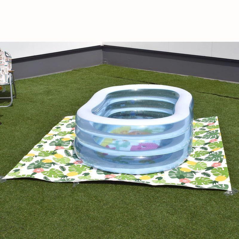 プール用クッションマット(W795)モンステラ柄 180cmx180cm×4mm厚 (プール マット 下に キッズマット プールマット プレ