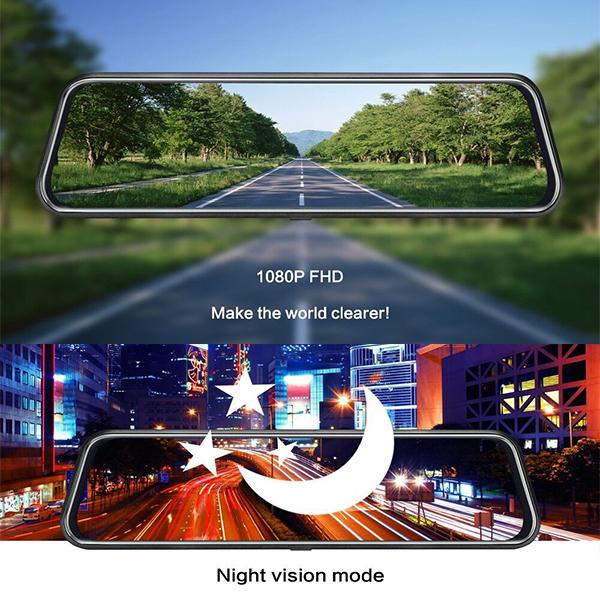 ドライブレコーダー ミラー 前後カメラ 暗視 12インチ 170°広角 32GB ドライブレコーダー ミラー型 ドラレコ 前後 ミラー カメラ リア