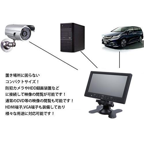 7インチ モニター 車載 ディスプレイ オンダッシュ IPS 液晶 防犯 監視 スピーカー内臓 HDMI VGA AV 対応 リモコン スタンド付き｜sunsway-onlineshop｜03