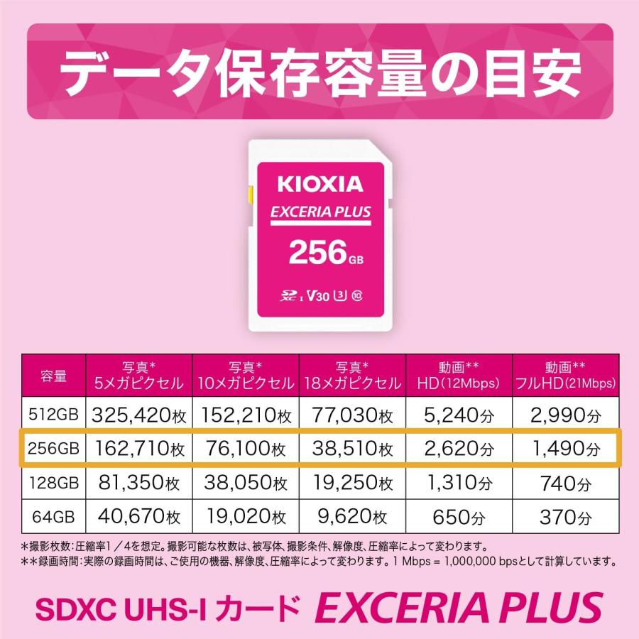 EXCERIA PLUS KIOXIA(キオクシア)【日本製】SDカード 256GB UHS-I U3