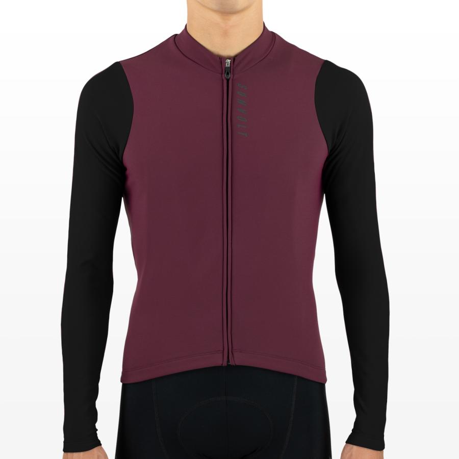 SALE 50%OFF】サーマル長袖ジャージ[ボルドー&ブラック SALE 50%OFF】サーマル長袖ジャージ[ボルドー&ブラック
