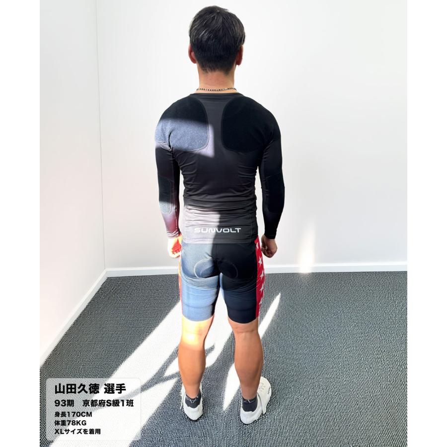 パッド付競輪長袖アンダー 丸首 [ブラック]【返品・交換不可