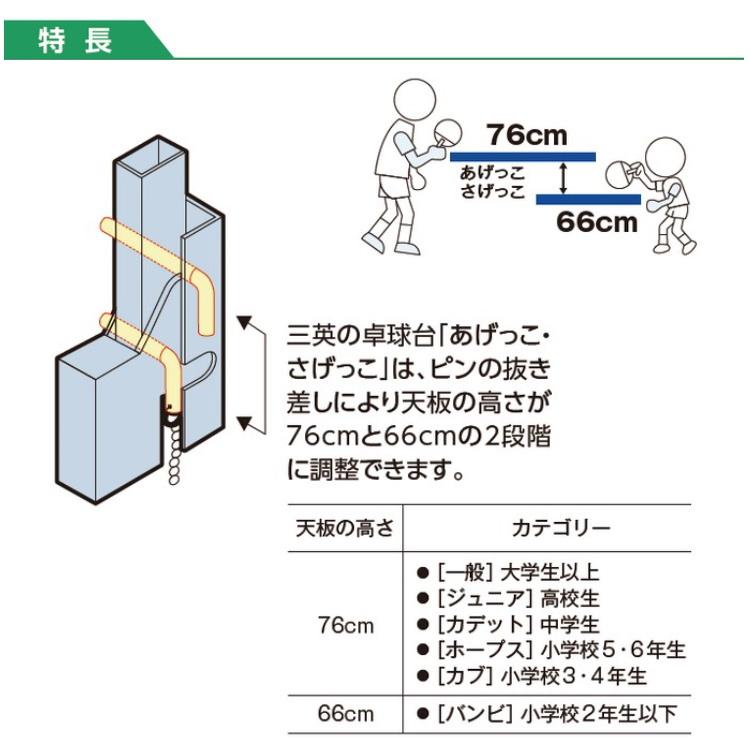 卓球台 国際規格サイズ 三英(SAN-EI/サンエイ) セパレート式卓球台 抗菌・抗ウイルス仕様 SH1-DX (ブルー) 10-653K｜sunward｜05