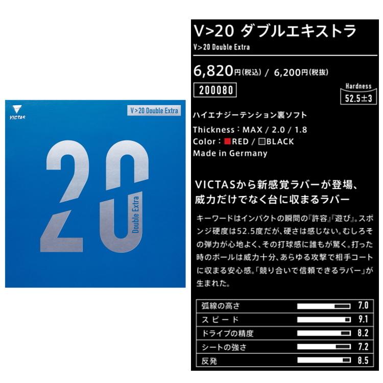 ビクタス(VICTAS) 卓球ラバー V＞20 ダブルエキストラ ヴィクタス（VICTAS）（メンズ、レディース、キッズ）卓球ラバー V-20