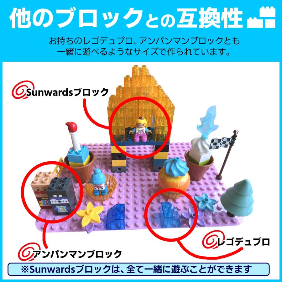 【基礎板セット】 特大サイズ2色2枚 Sunwards デュプロやアンパンマンブロックと一緒に遊べる おもちゃ 基礎板 ベースプレート アンパンマンブロック |  | 04
