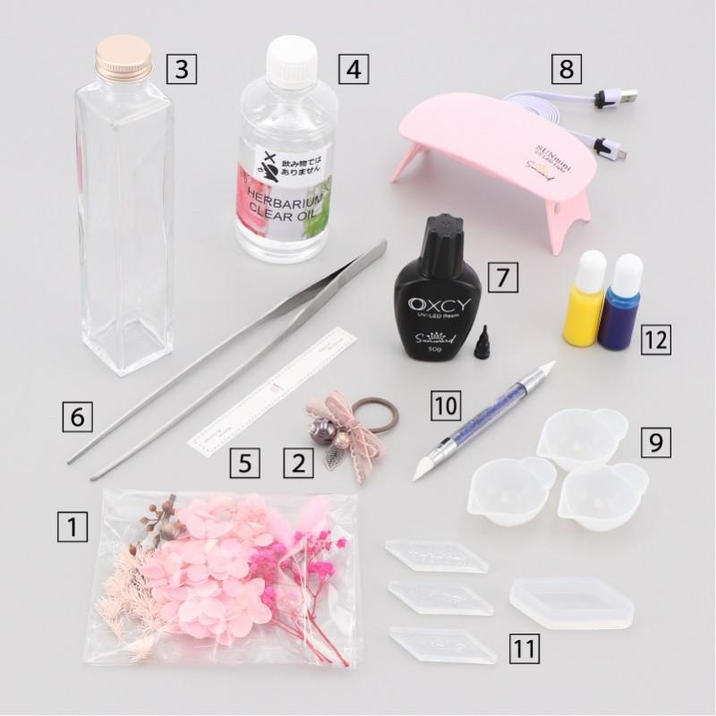 レジン&ホイップ&ハーバリウム　ハンドメイド商品 レジンセット ハーバリウム キット スターター 花材 ピンク メッセージ