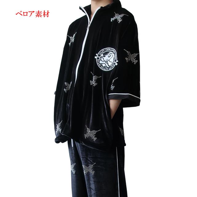 贅沢贅沢ガルフィー 半袖 ベロア上下セット メンズ ピカピカ注射器 夏