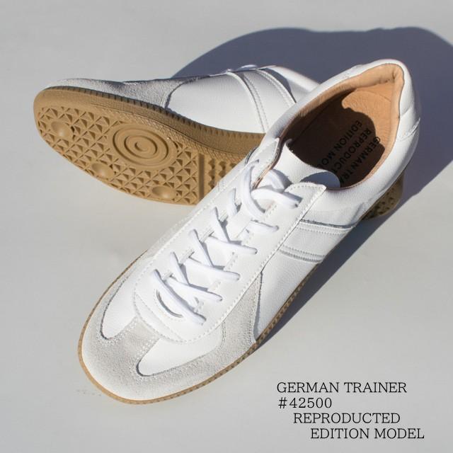 ジャーマントレーナー 42500 メンズ レザー スニーカー ホワイト　GERMAN TRAINER｜sunwear