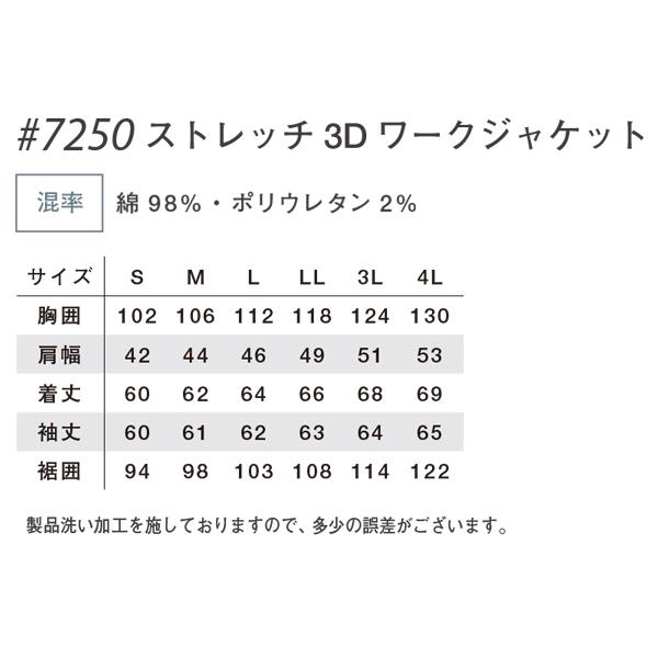 作業服 作業着 かっこいい おしゃれ 通年用ストレッチ ワークジャケット アイズフロンティアIZ FRONTIER7250  デニム｜sunwork｜02