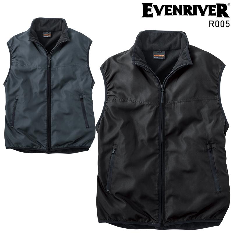 作業服 防寒着 マイクロベスト EVENRIVER イーブンリバー r005 メンズ 軽量 裏フリース 作業着 M-3L | EVENRIVER