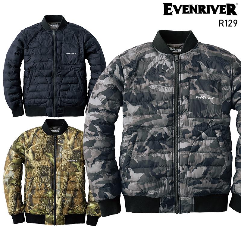 作業服 防寒着 ファイバーダウンフライトジャケット EVENRIVER イーブンリバー r129 作業着 M-4L 2024秋冬新作 | EVENRIVER