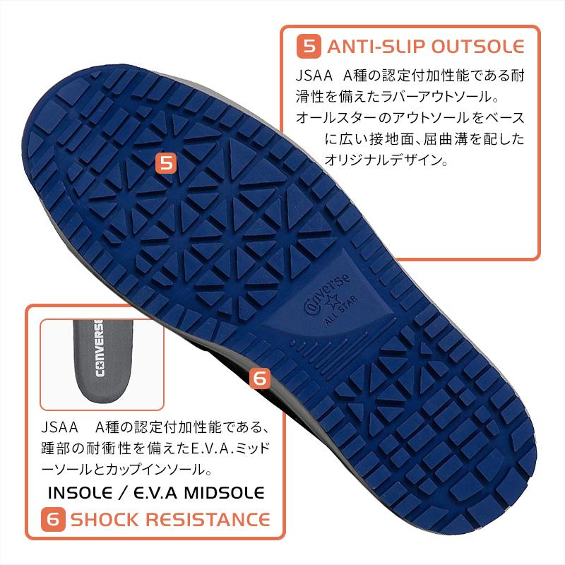 CONVERSE 安全靴・安全スニーカー マジック ローカット おしゃれ 耐油