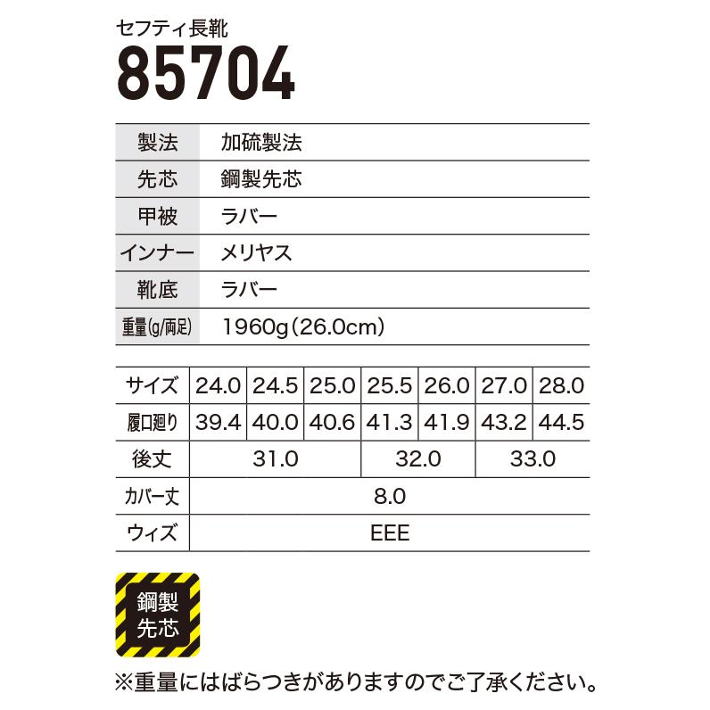 saaaaa様 ジーベック 85704 安全長靴 スチール先芯｜ユニフォームの通販