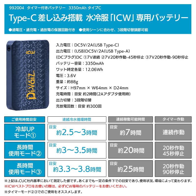 HOP-SCOT タイマーバッテリー3350mAh タイプ C  男女兼用 992004 CUC 作業服  2024春夏新作作業着 | CUC | 03