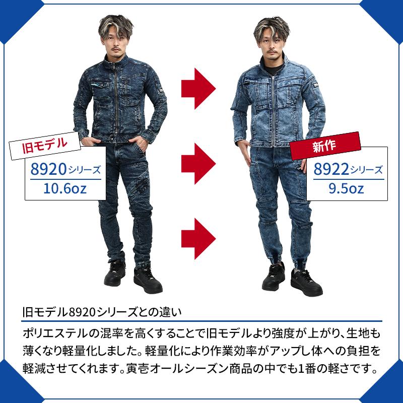 寅壱 作業服 作業ズボン デニム カーゴジョガーパンツ 8922-235 秋冬用
