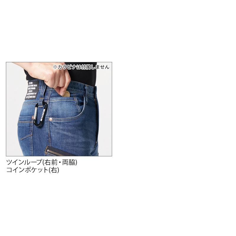 作業ズボン バートル 作業着 夏用 5012 デニム カーゴパンツ 接触冷感 コーデュラ BURTLE | BURTLE | 08