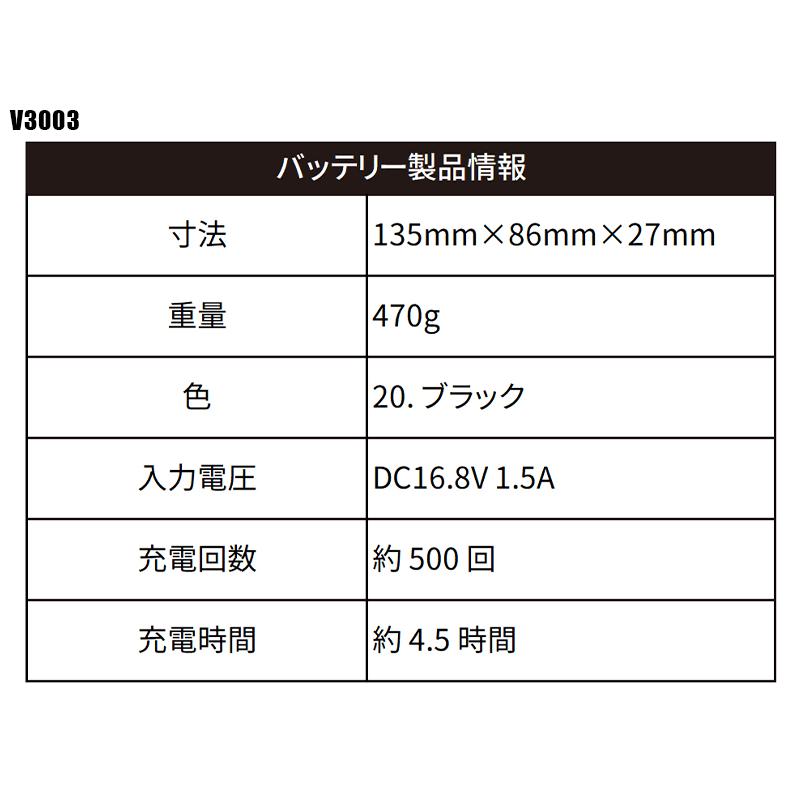 【2026春夏新作】 鳳皇 HOOH 快適ウェア用バッテリー(単品) 作業服 春夏用 男女兼用 V3003 村上被服 作業着 F-F | HOOH | 01