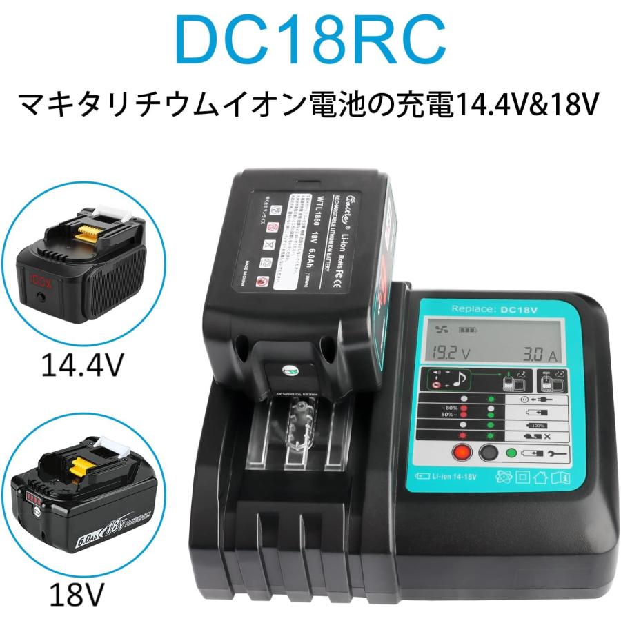 Waitley ウィトレ マキタ 18V 充電器 互換 ファン付き 液晶 Waitley ウィトレ マキタ 18V 充電器 互換 ファン付き 液晶