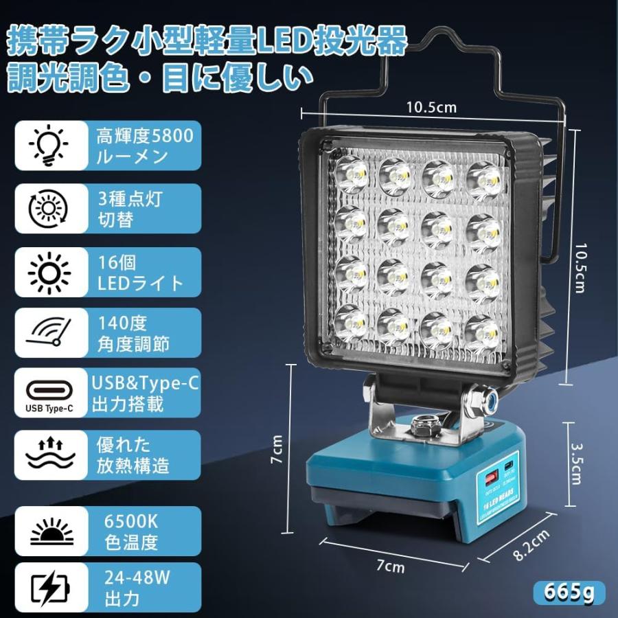 Waitley【3段階5800LM】LED投光器 作業灯 コードレスワークライト