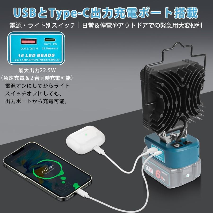 Waitley【3段階5800LM】LED投光器 作業灯 コードレスワークライト