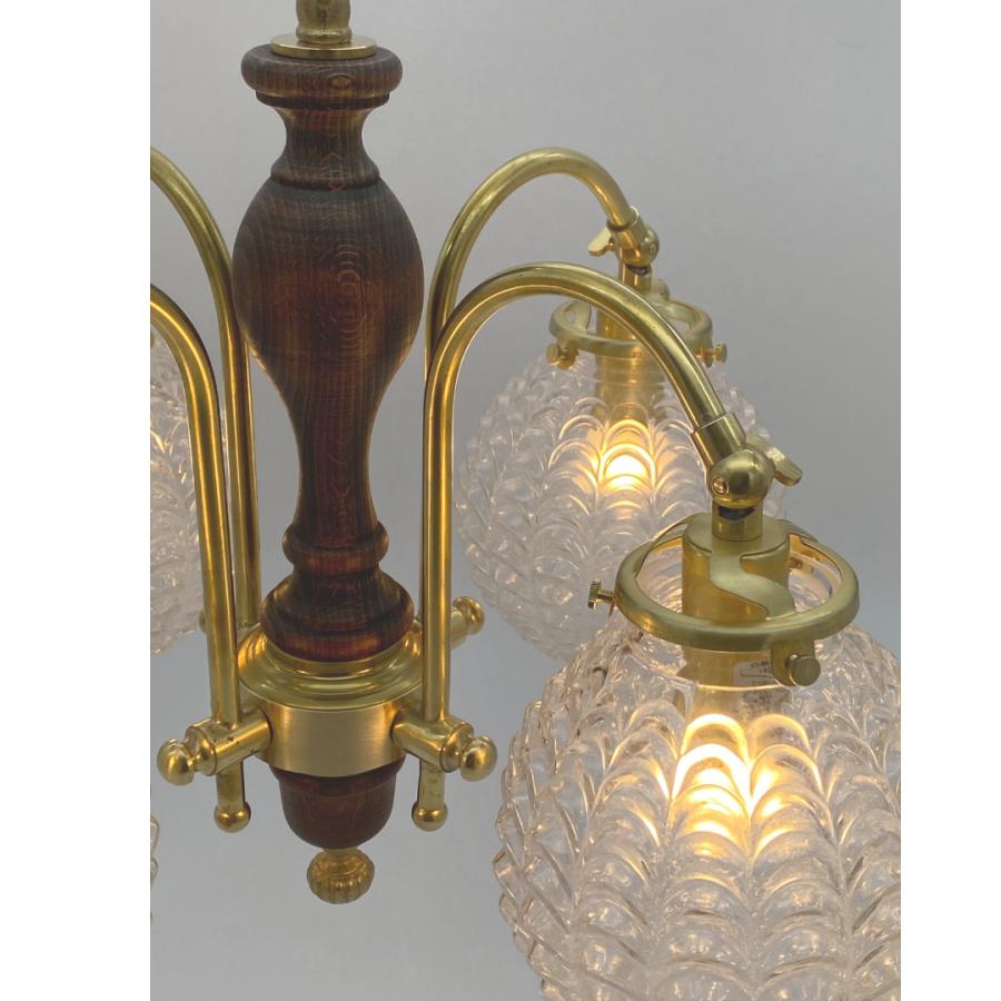 ゴールド シャンデリア 6灯 ガラスシェードナショナル照明器具