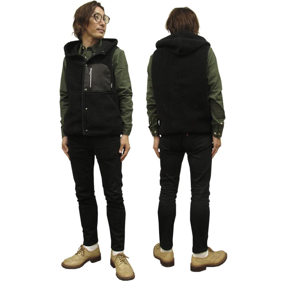 Schott N.Y.C ショット レザーポケット パイル フーデッドベスト Schott N.Y.C ショット レザーポケット パイル フーデッドベスト